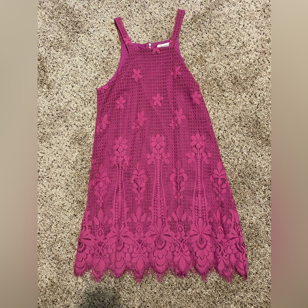 Purplish Pink Francesca’s Dress. Floral accents. Size Small. Worn once.